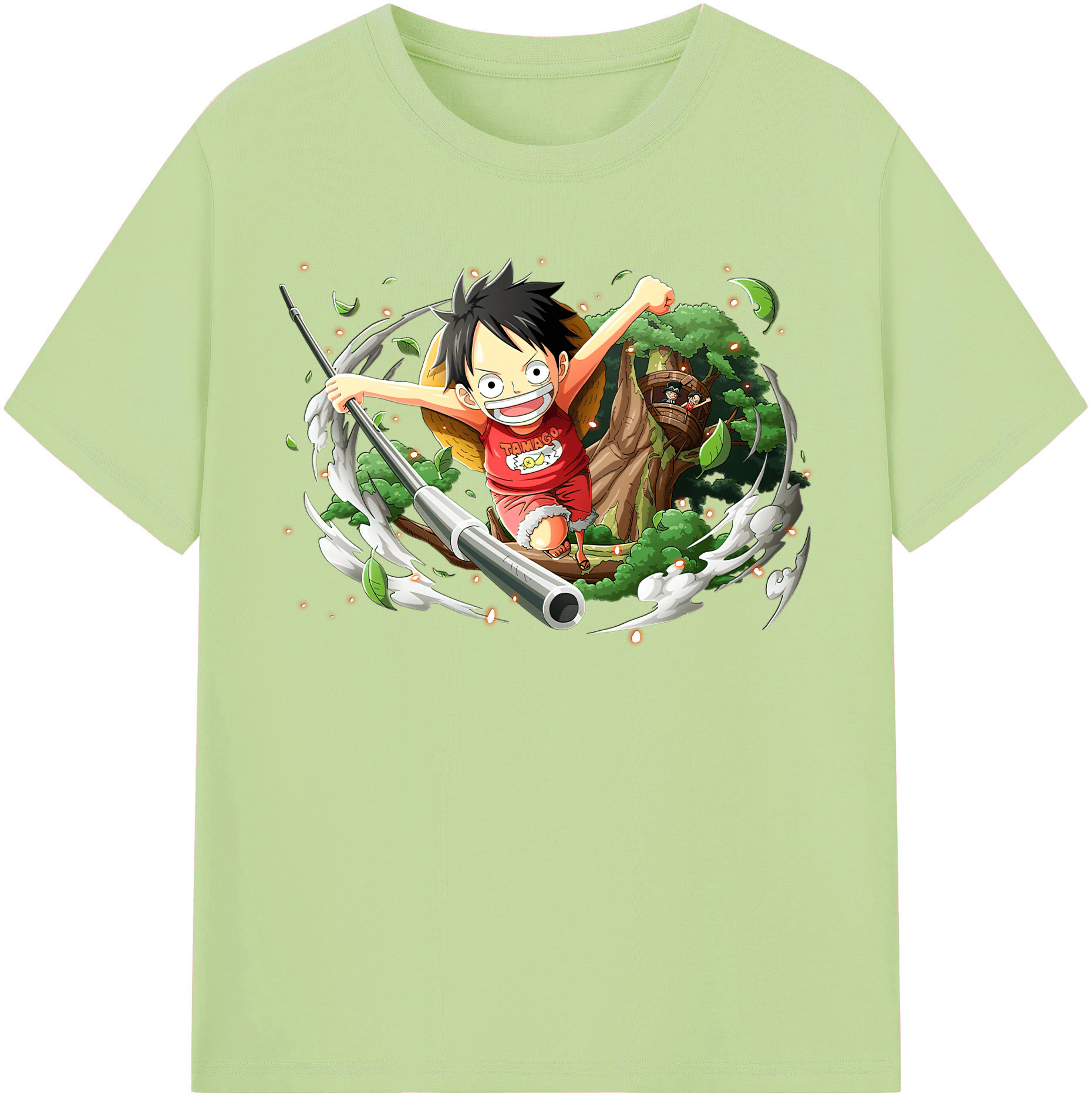 ワンピース モンキー・D・ルフィ ONE PIECE Monkey D. Luffy 綿100％半袖Tシャツ（フロントプリント）